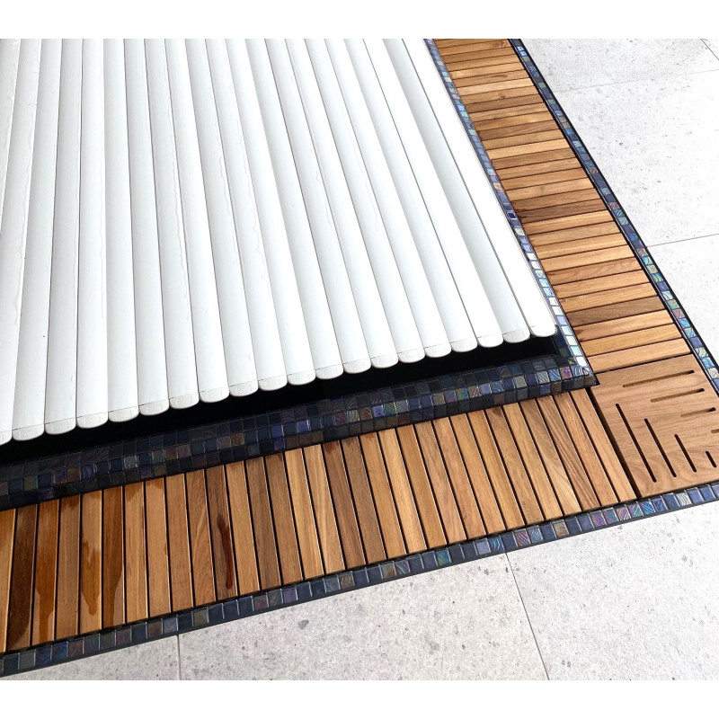 GRIGLIA PER PISCINA IN TEAK DRITTA RIGIDA